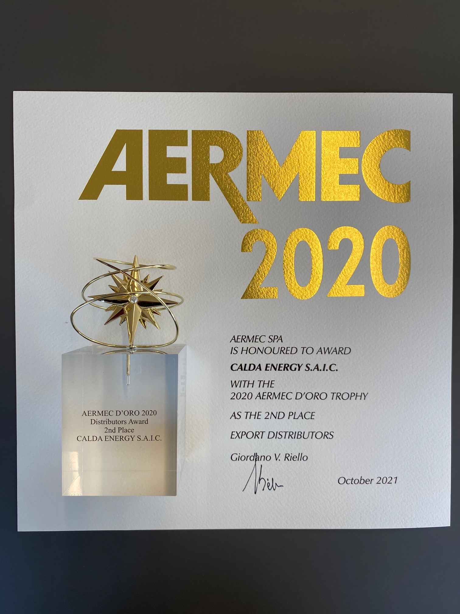 46th AERMEC D’ORO AWARD CEREMONY 2020